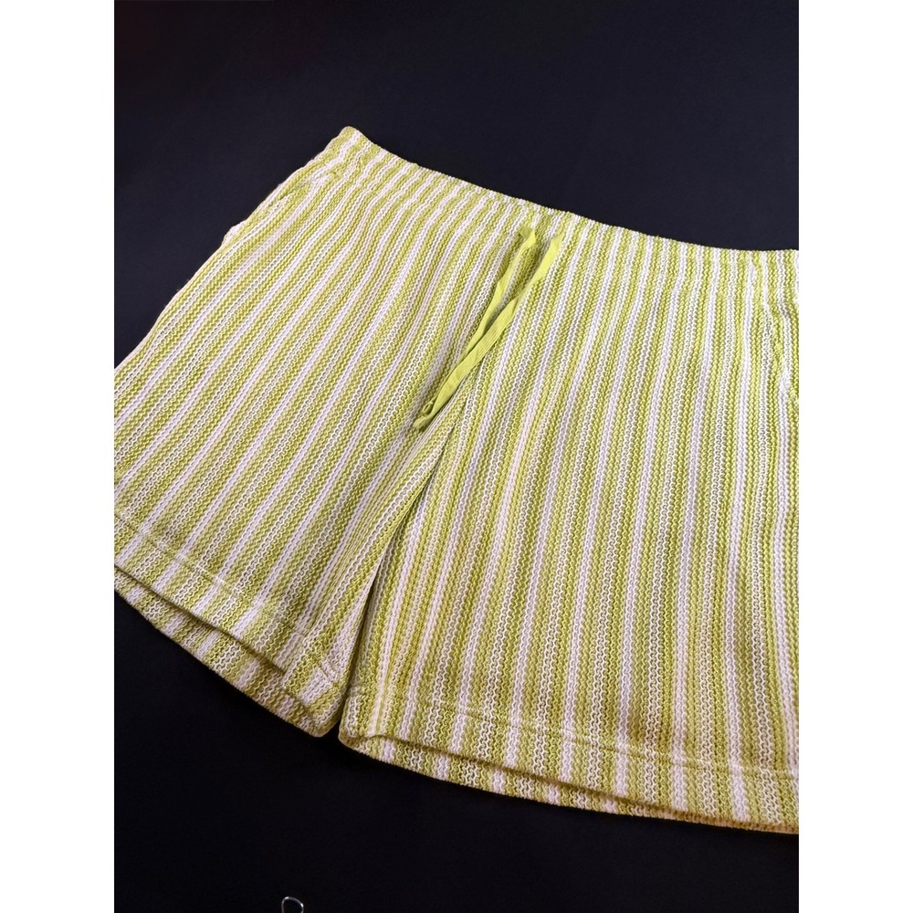 Mode‎ of One Womens XXL Lime Green White Striped Knit Drawstring Shorts NWT